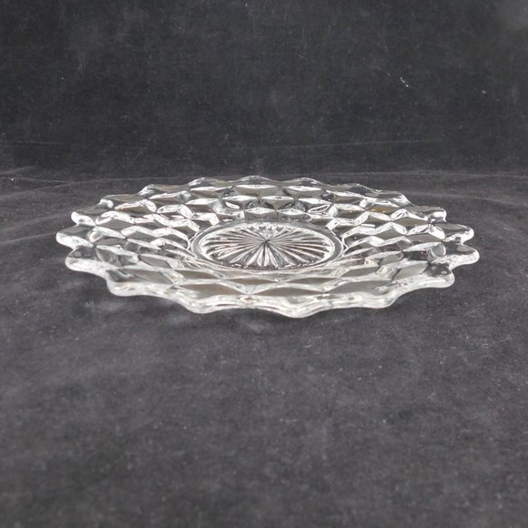 Set of 2 Fostoria American Clear 7 3/4" Glass Salad Plate Cube Diamond Pattern - Picture 4 of 9